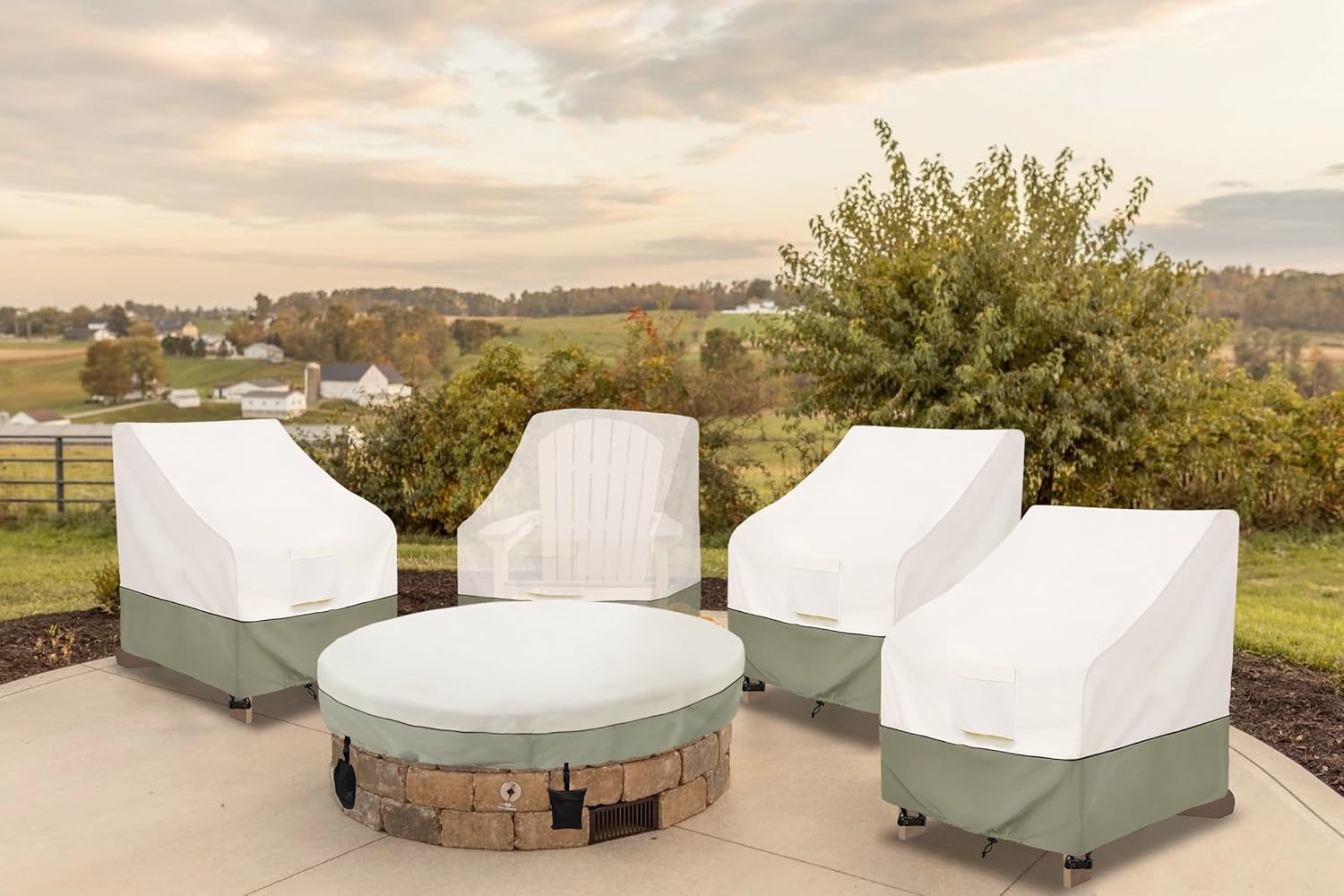 Bitubi Waterproof 2 Pack Patio Adirondack Chair Cover for Outdoor Chair Size Up to 32W x 35D x 36H inch,Outdoor Lawn Patio Furniture Covers (Beige)