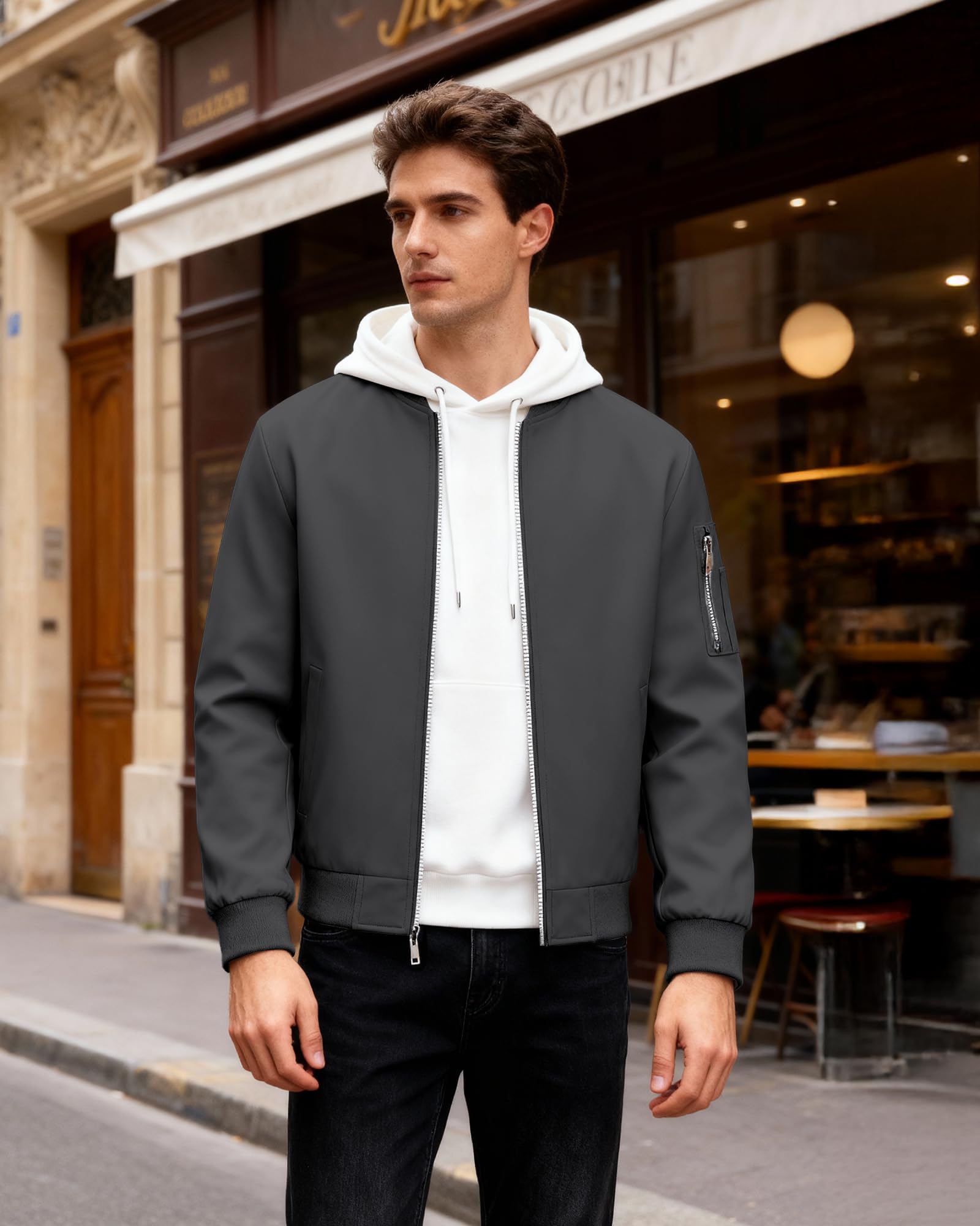 Blouson Homme mi Saison Veste Décontracté Printemps Automne Vestes Bomber Manteaux Eté de Sport Jacket