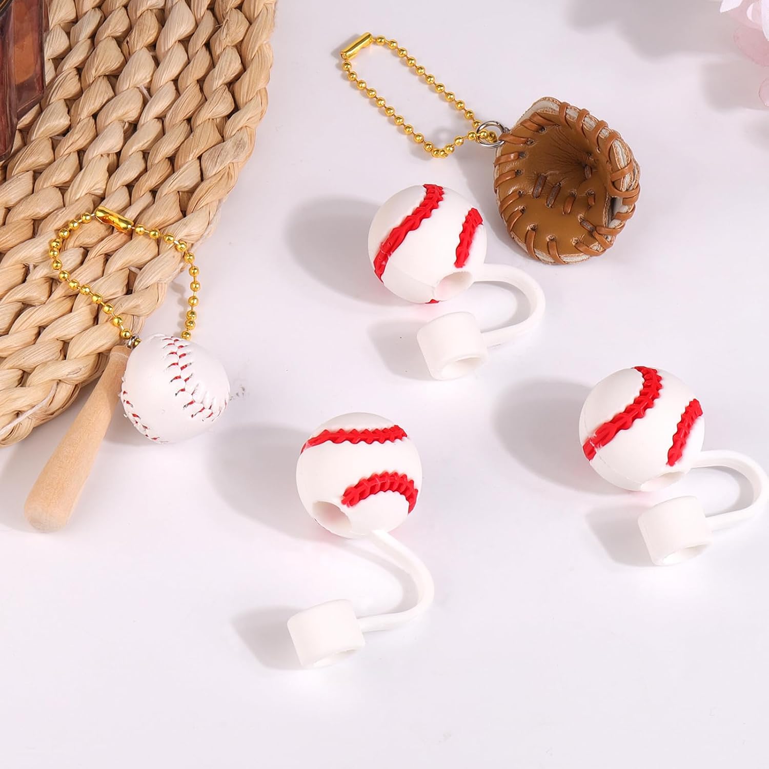 AIERSA 3Pcs Baseball Straw Cover Caps Set for Stanley Straw Cups Accessories, 10 mm image 3