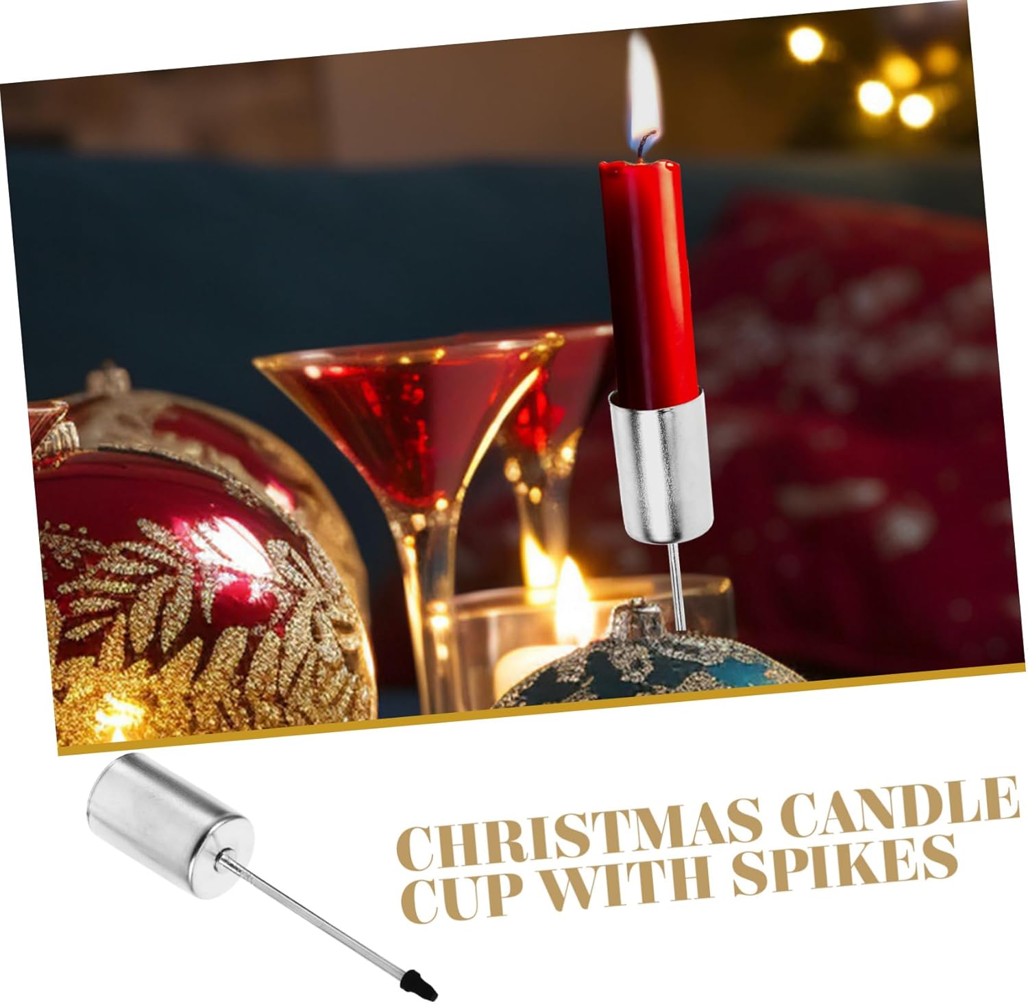 Levemolo 20pcs Iron Christmas Candle Holders Spike Festive Taper Candle Cup Inserts for Holiday Decor and Sturdy Table Centerpieces for Parties and Weddings