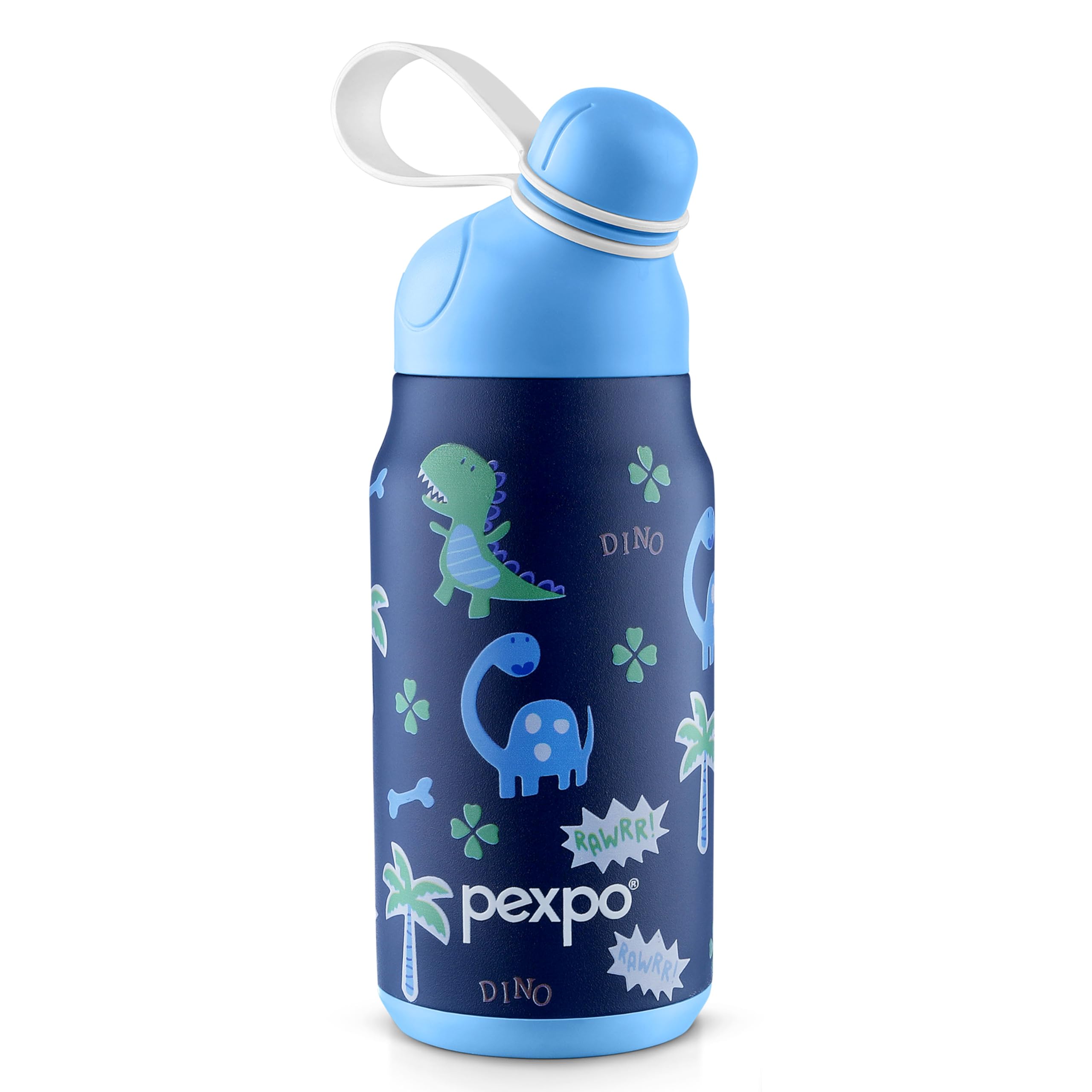 Go24 pexpo Stainless Steel Kids Water Bottle Piano Denim Blue - Dinosaur