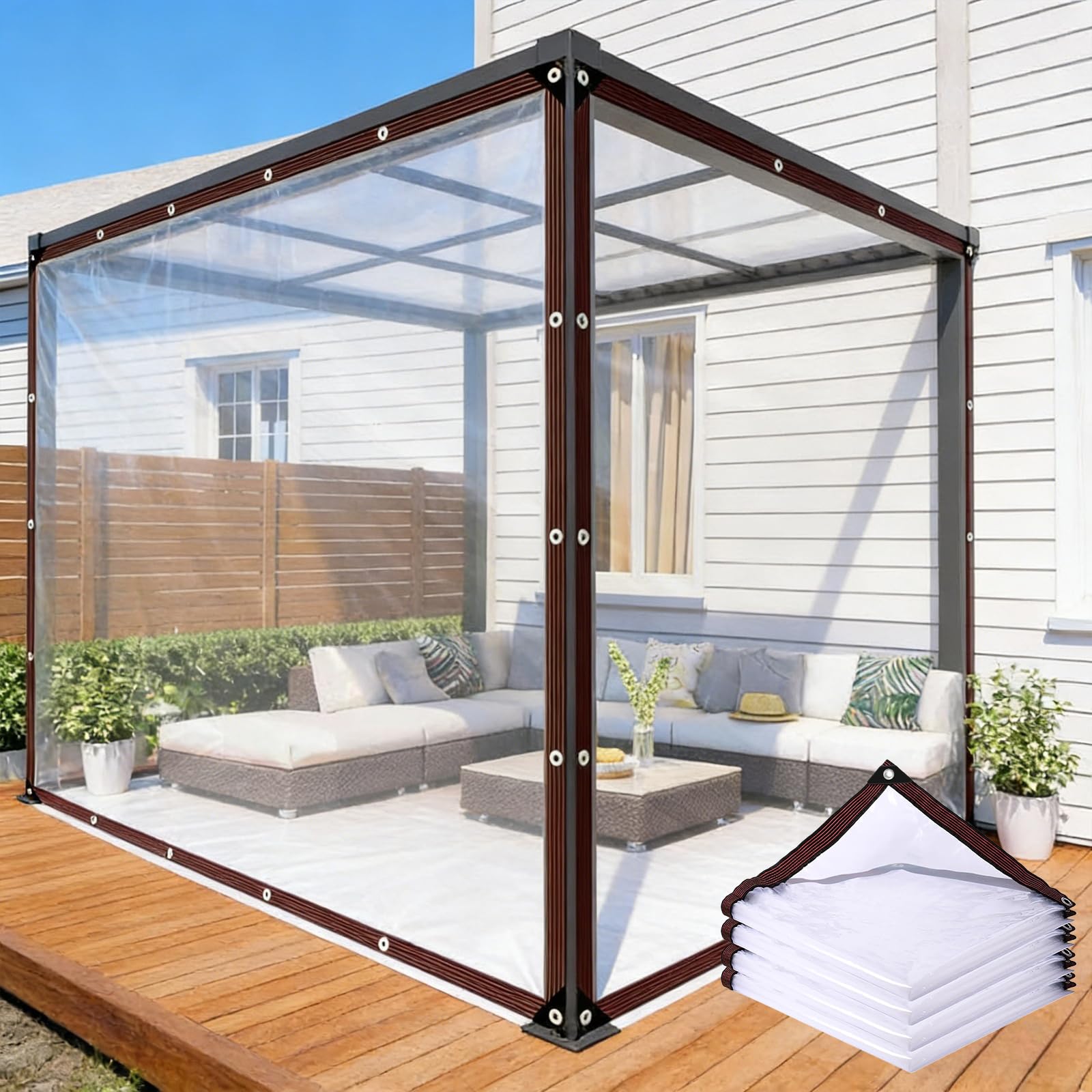 Lona transparente resistente a los rayos UV duradera multiusos de 220x440cm