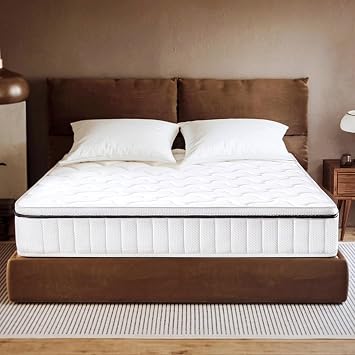 Full Mattress 12 Inch Queen Size Mattress in a Box - Memory Foam & Individually Pocket Coils Springs, Pressure Relief, Motion Isolation, Edge Support, CertiPUR-US Certified, Medium Firm, White