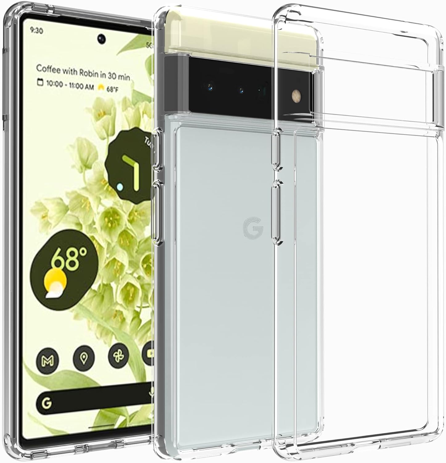 Restoo Funda para Google Pixel 6, HD, fina, transparente, con policarbonato duro, TPU, antigolpes, esquinas protectoras, para Google Pixel 6 de 6,4 pulgadas, transparente