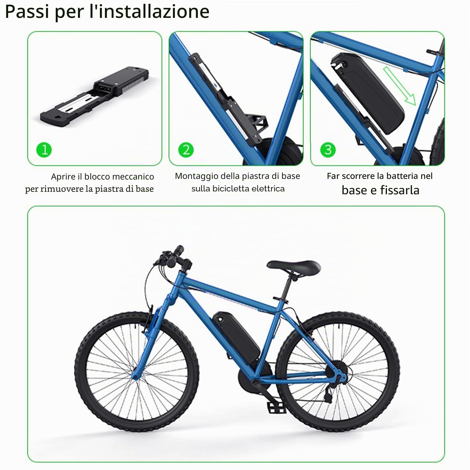 Batteria per Bici elettrica 48V 17.5Ah - Batterie agli ioni di Litio per Bicicletta Ebike 1000W / 750W / 500W e Altri Motori con Caricatore e Porta USB