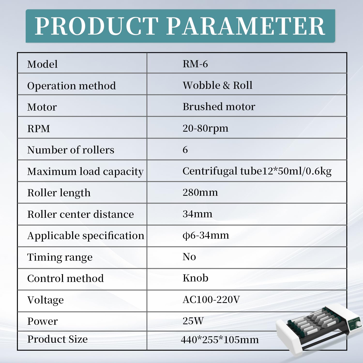 Lab Tube Roller Mixer(High/Low Axis) Rocking Shaker 20-80RPM,100-220V RM-6
