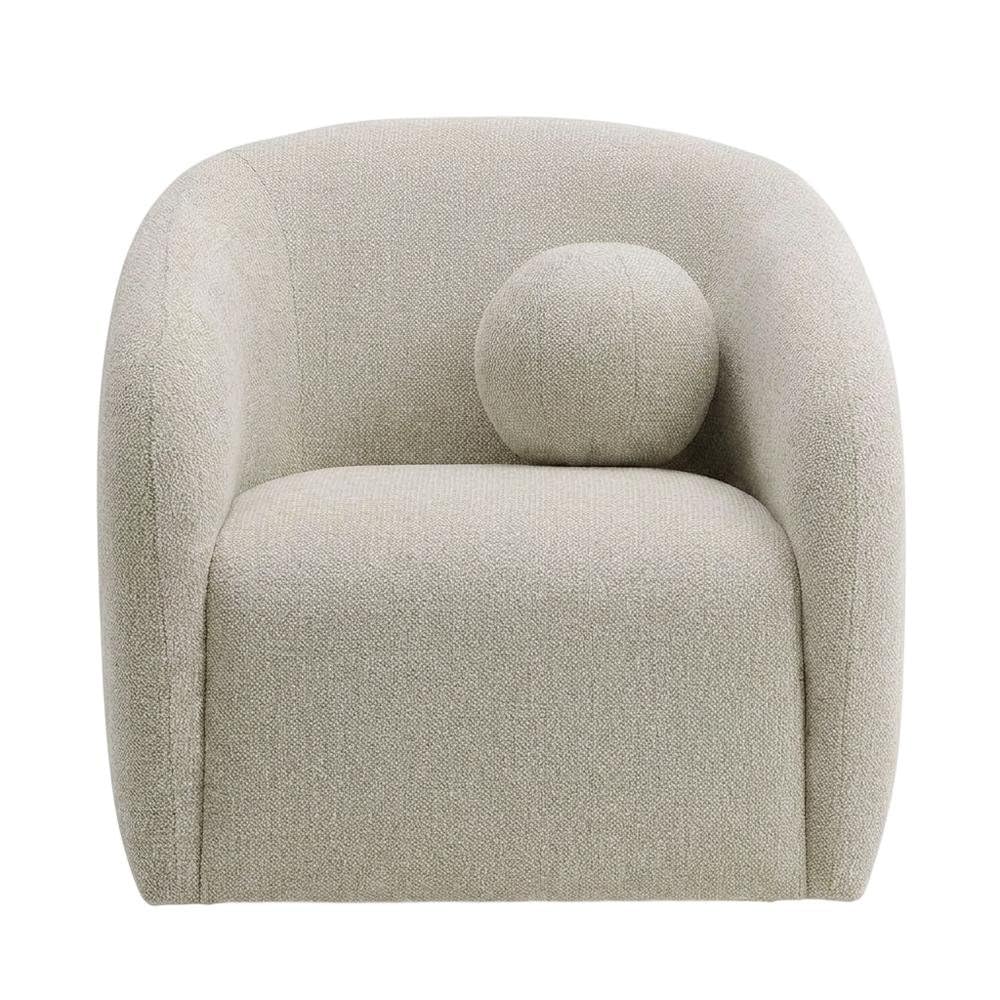 Chenille Fabric Armchair with Swivel Base by Furnifact – Polyester, Dove Gray
