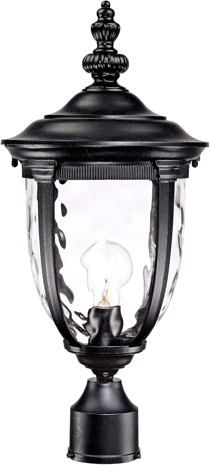 John Timberland Bellagio 21 1/4" High Country Traditional Outdoor Post Light Fixture Pole Porch House Exterior Lantern Weatherproof Texturized Black Finish Metal Clear Glass Shade Outside Front Door