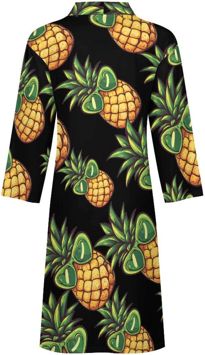 Pineapple Men's Robe Soft Bathrobe V Neck Loungewear Sleepwear Nightgown Dressing Gown