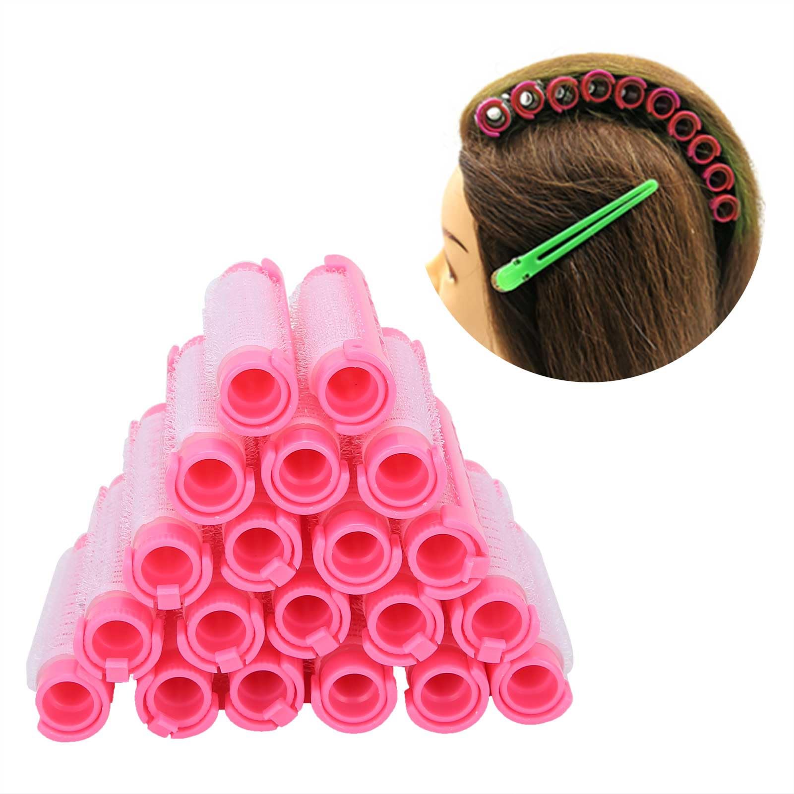 RIZGHWOY Dauerwellenstäbe, 20 Stück, Keine Schäden an Lockenwicklern mit Plüschverschluss-Design, für Frauen, Langes, Kurzes Haar, Styling-Werkzeuge (PINK)