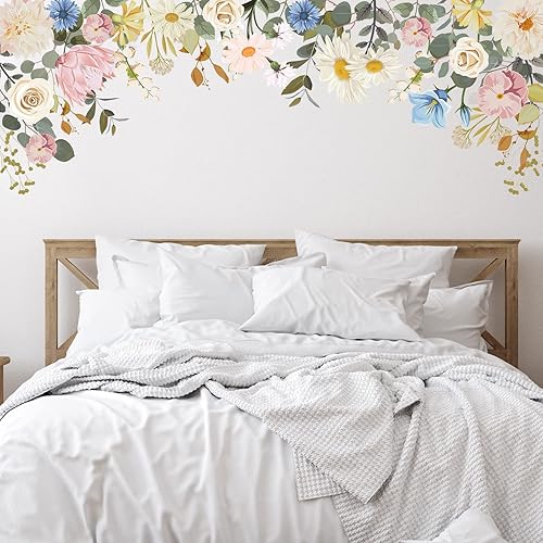 6 piezas de calcomanías de pared de flores de vinilo libélulas flores calcomanías de pared extraíbles florales para despegar y pegar decoración de