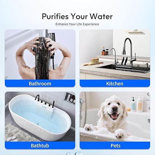 Miniatura 7 de Lifefilter Sistema de filtro de cabezal de ducha de carbono PRO para agua dura, certificado NSF, elimina cloro, metales pesados y más, mejora la