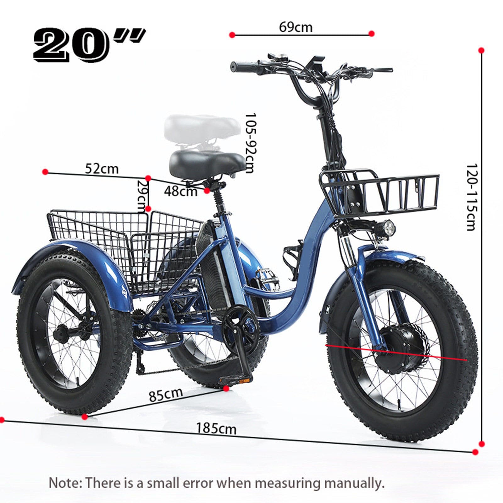 Amazon | 20インチ ファットタイヤ 電動三輪車 大人用 ペダル