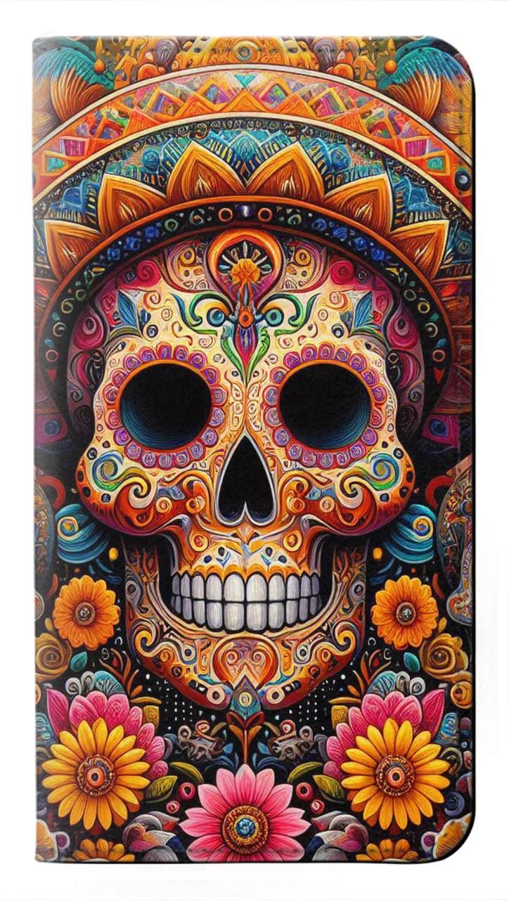 Étui iPhone 17 Pro Max flip housse cuir mexicain skull antichoc