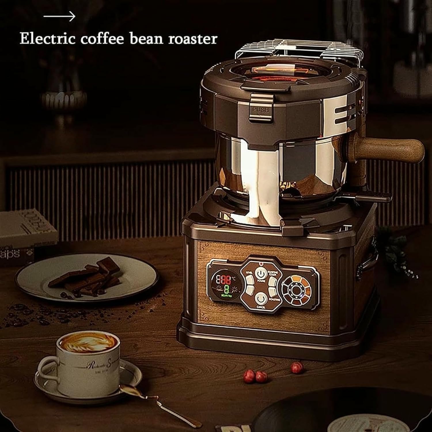 Electrical Coffee Beams, Coffee Toaster, Vintage Coffee Grain Dryer, 3 Baked Modes, 8 for Baking Gears, 24 Combinations, Precise Temperature Control ~//