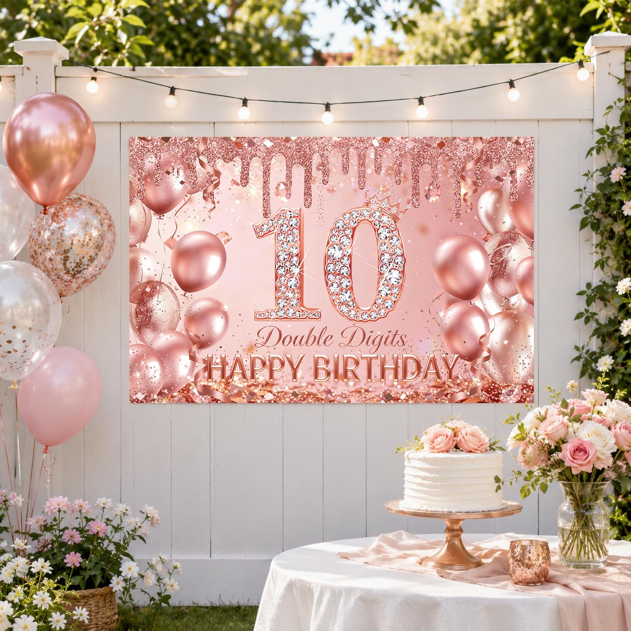 Photo 1 of 10th Birthday Backdrop for Girls