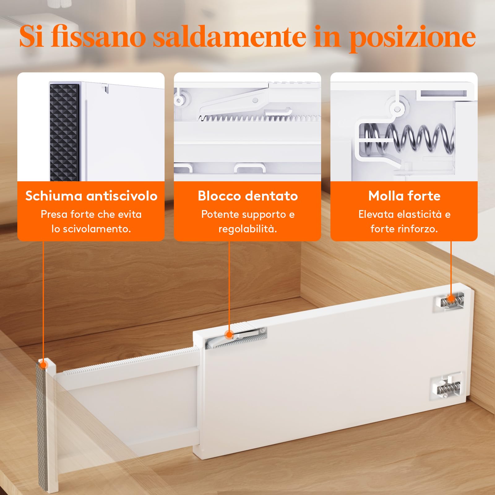 Lifewit Divisori per Cassetti in Plastica Confezione, Organizzatori per Cassetti Regolabili, Separatori per Cassetti Espandibili per Camera da Letto/Bagno/Cucina, Alti 12.7 cm, 34-50 cm, Pezzi 8