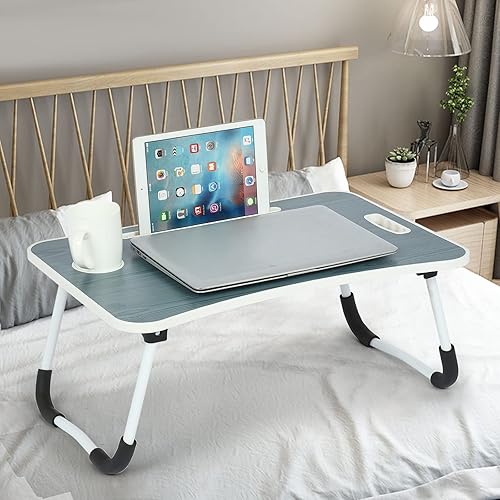 Miniatura 2 de Escritorio de regazo para laptop para cama mesa de cama plegable portátil para escribir y leer bandeja plegable para comer desayuno soporte de