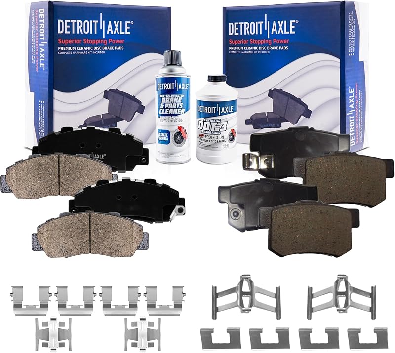 Jogo de pastilhas de freio cerâmicas Detroit Axle para Acura Legend, RL, Honda Odyssey e Isuzu Oasis – Kit dianteiro e traseiro