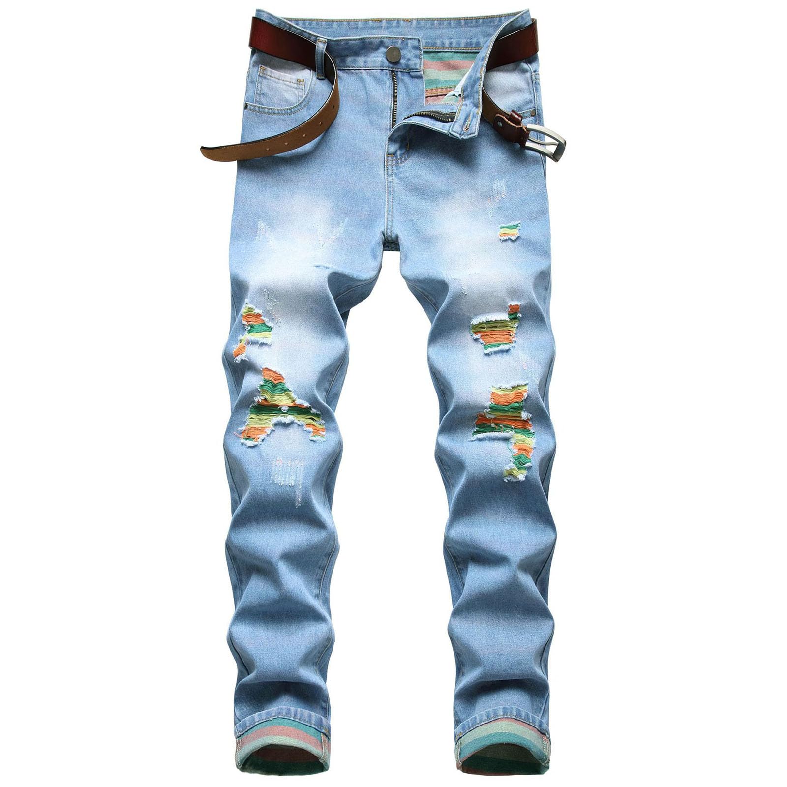 Genérico Pantalones De Mezclilla Ajustados para Hombre Pantalones De Chándal para Hombre Estilo Casual Ajuste Regular Cómodos Uso Diario Vaqueros Corte Ajustado Prenda Deportiva Pantalón Chándal