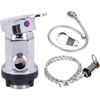 Shower Mixer Tap Outlet 1/2 Inch with 80 cm Inlet Pipes and Outlet Pipes + Sprinkler Set for Motorhome Campervan