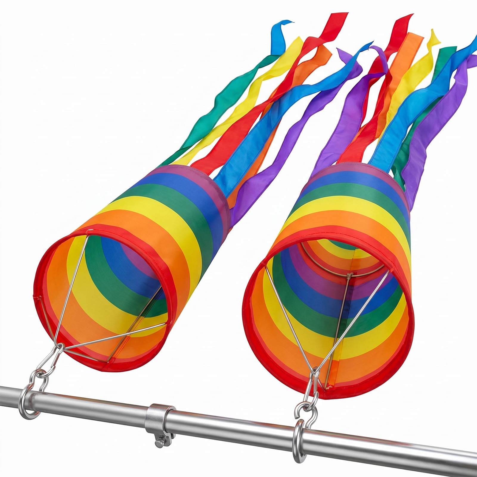 Gdrghe 2 Pack 1M Rainbow Windsocks UV Resistant Weatherproof Hanging Wind Sock for Garden Caravan Camping Pride Parade Festival Decorations Festival Flags Outdoor Use