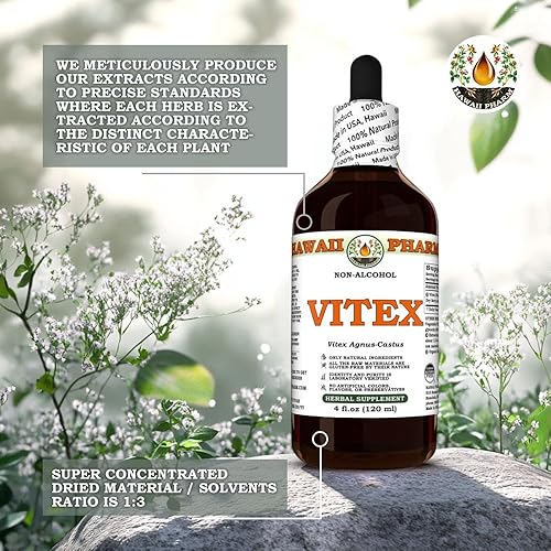 Miniatura 5 de Vitex (Vitex Agnus-Castus) - Glicerita de bayas secas, fabricada en Hawái, materias primas orgánicas, todo natural, vegano, probado en laboratorio,