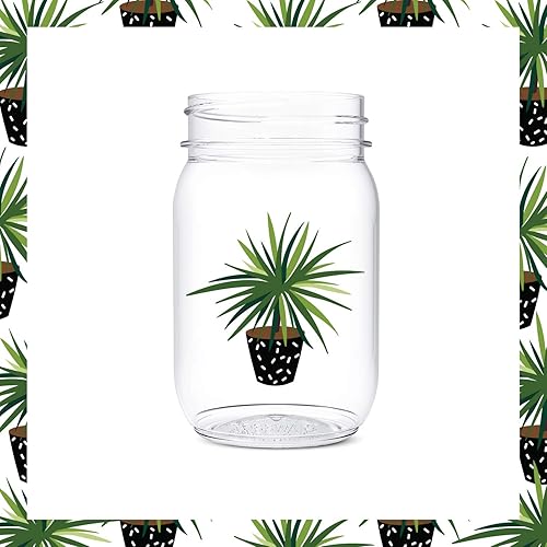 Miniatura 7 de TOSSWARE POP - Tarros de 16 onzas, juego de 6 piezas de plástico reciclable, irrompible y transparente, tarros Mason con impresión