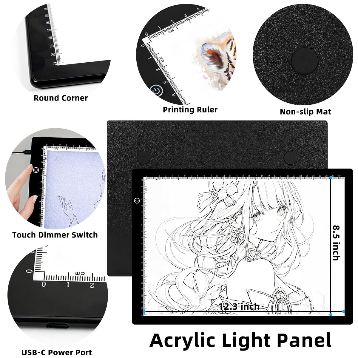 tiktecklab A4 Ultra-thin Portable LED Light Box Tracer USB Power Cable Dimmable Brightness LED Artcraft Tracing