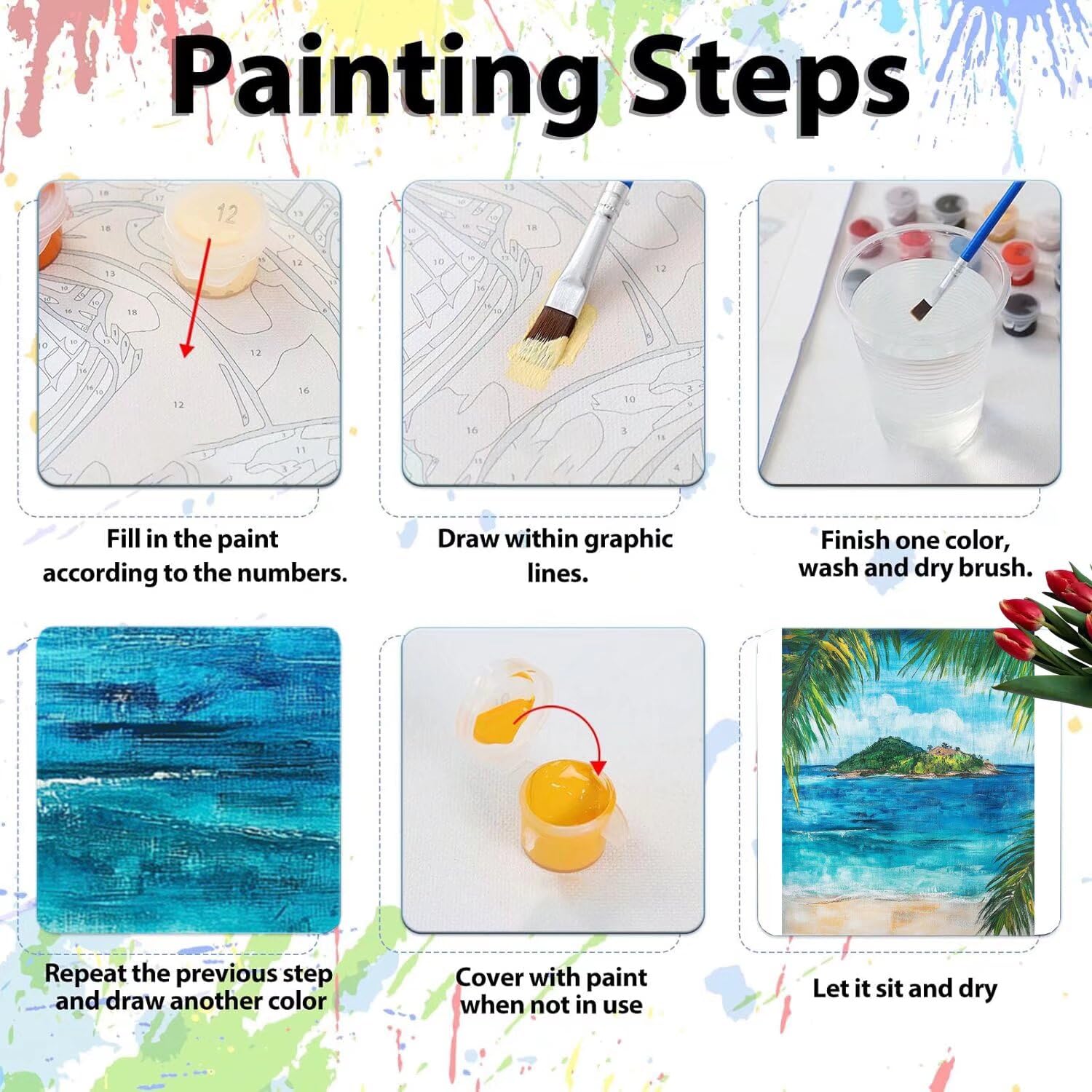 Pintar por Numeros Adultos pintar por numeros niños manualidades niños 10 años, DIY Pintar por Números de Pincel y Pintura acrílica Decoraciones para el Hogar Manualidades, sin Marco 60x80cm C-24
