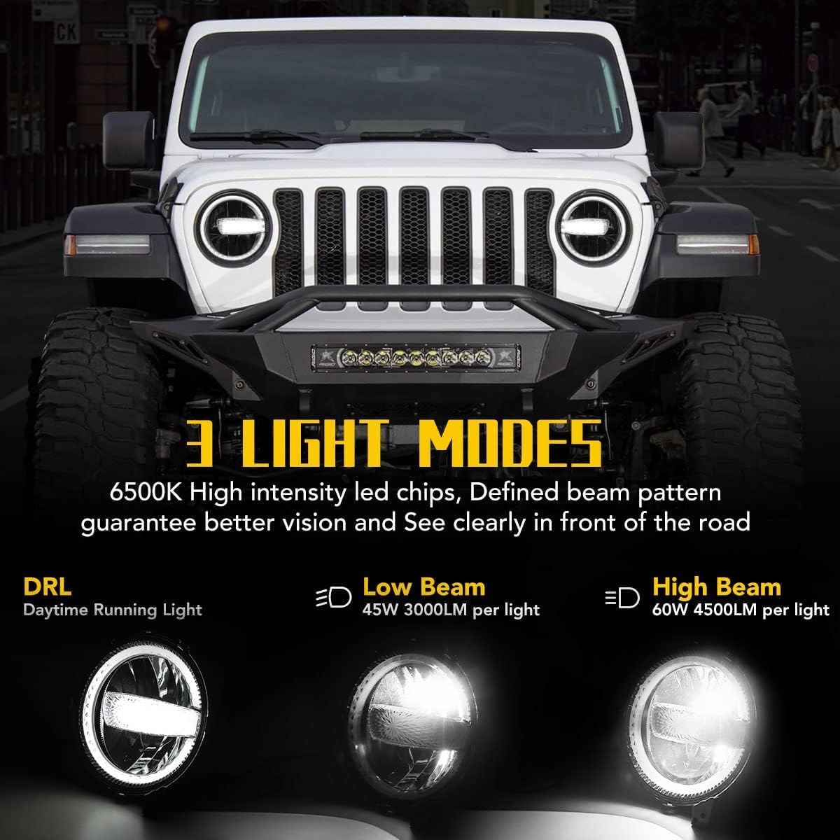 Z-OFFROAD DOT Approved 9 Inch LED Headlights w/White Halo DRL Compatible with Jeep Wrangler JL 2018-2022 Jeep Gladiator JT Hi/Lo Beam Adjustable Headlamp Replacement