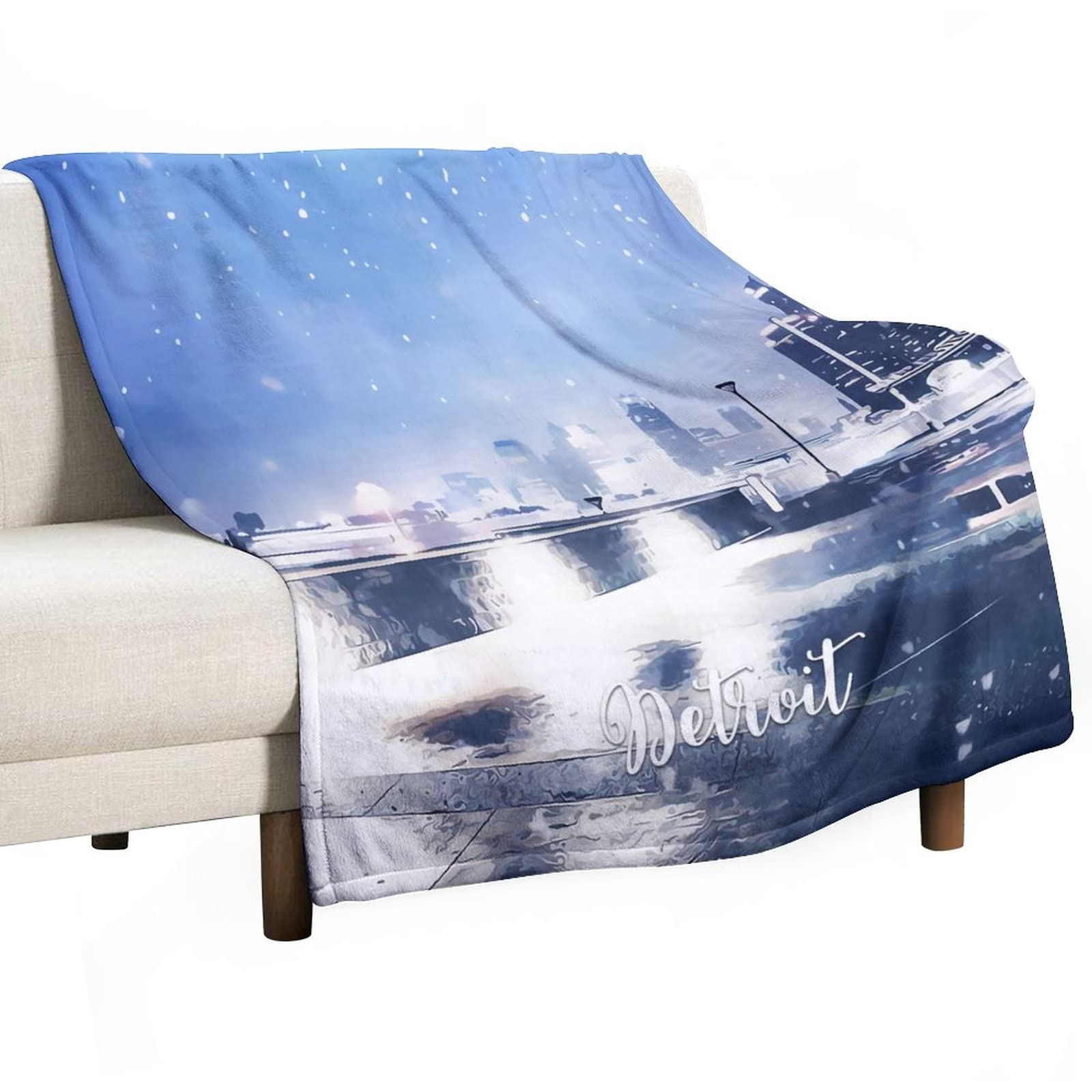 Couverture en flanelle Detroit de 130 cm pour lit et canapé moderne