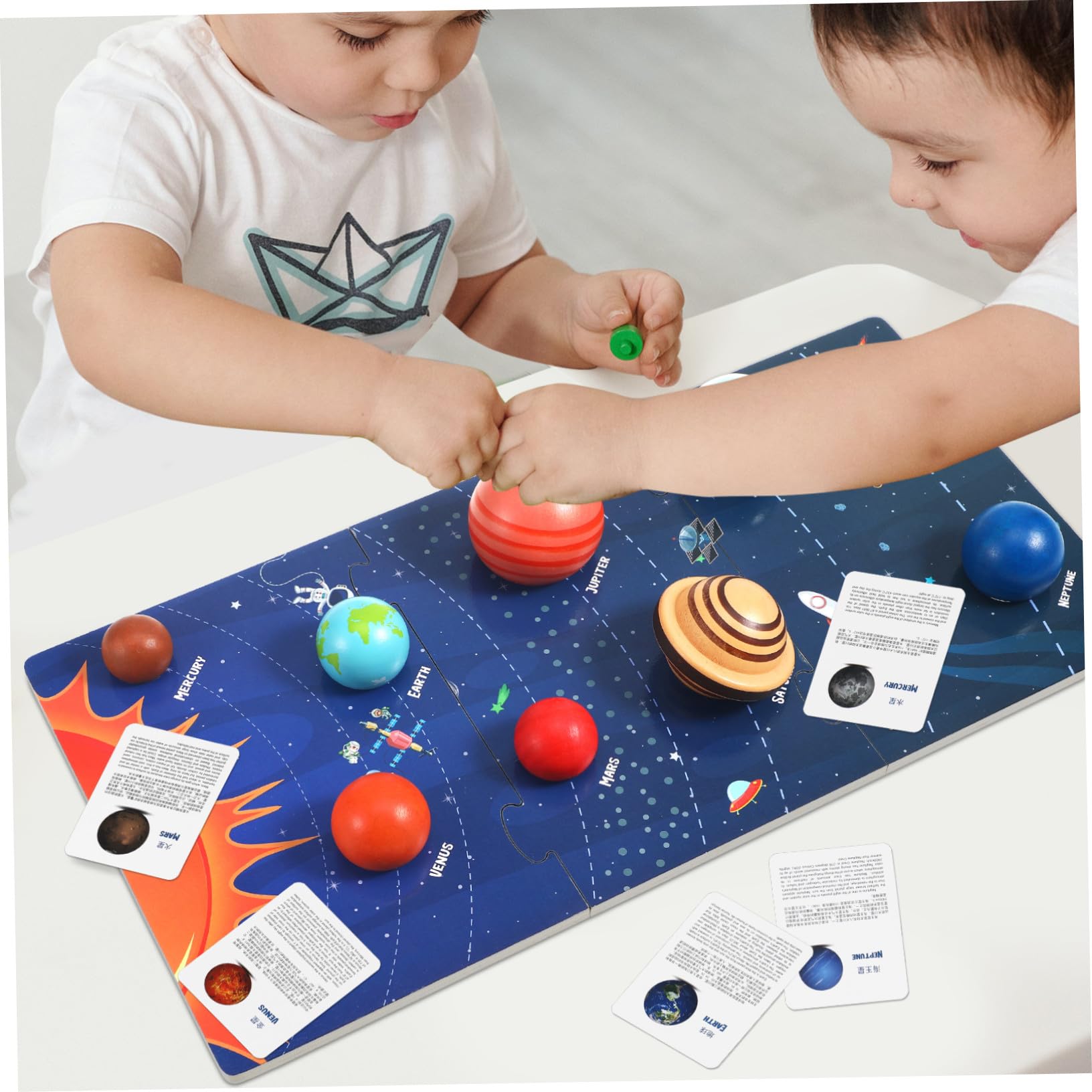 BESPORTBLE Rompecabezas de Madera del Sistema Solar para Niños, Modelo Educativo de 8 Planetas, Tablero Desmontable, Juguete Espacial Interactivo para Aprendizaje Preescolar, 1 Unidad