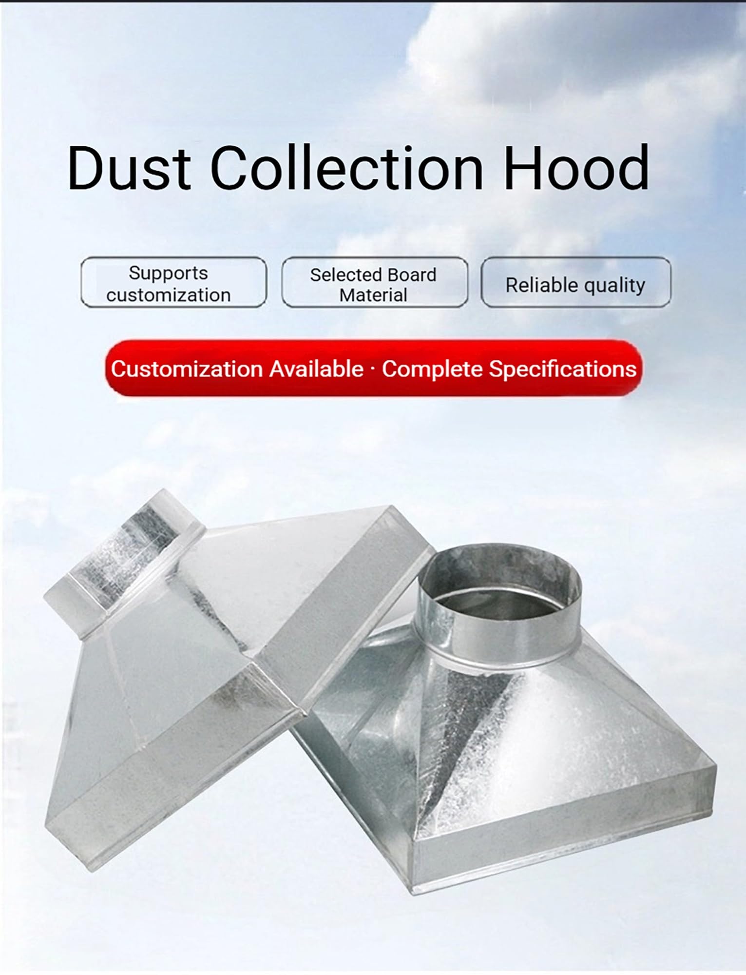 Campana extractora cuadrada de acero inoxidable, colector de humo industrial