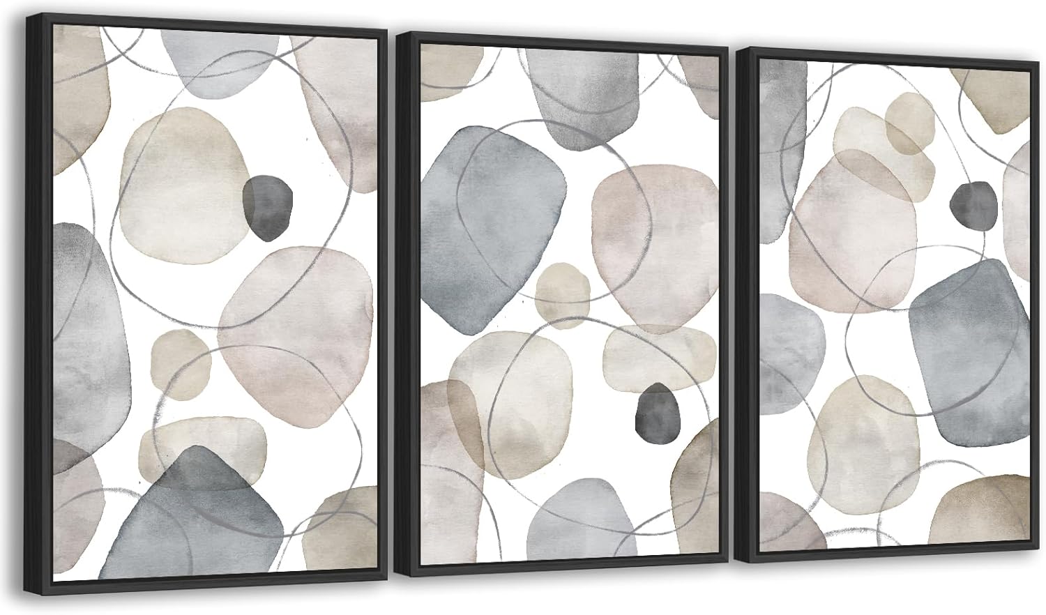 Large Abstract Canvas Wall Art - Geometric Framed Wall Decor Modern Circles and Lines Paintings Light Colors Minimalist Pictures for Living Room Bedroom Office Bathroom 24" X 36" X 3 Panels - Image 7