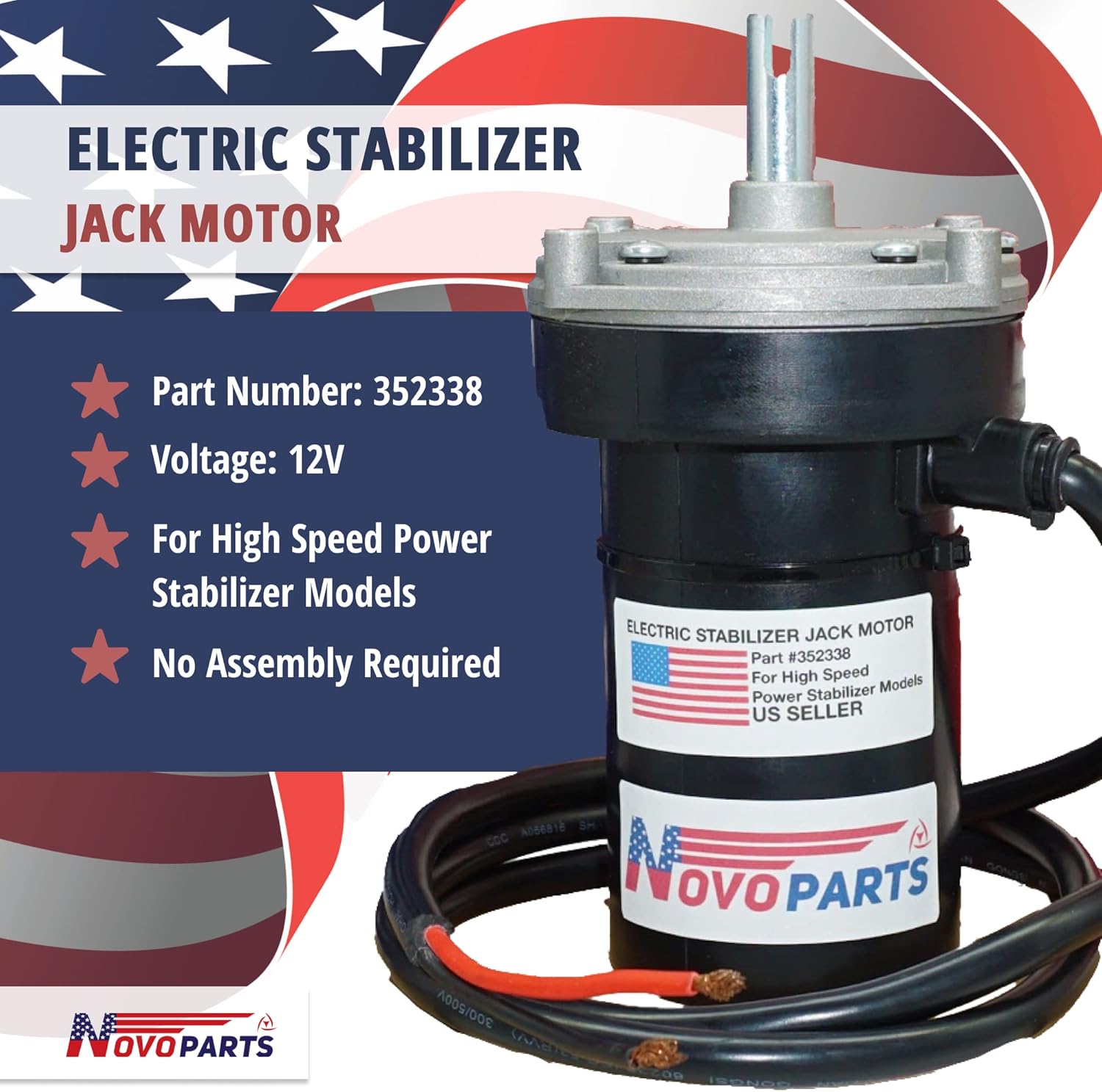 352338 RV Electric Rear Stabilizer Jack Replacement Rear Motor 113407, 178562, 162307, for Stabilizer Jacks 337199, 369774, 298707, Replace K01285-C800, K01285C800, K01531A800, K01531-A800