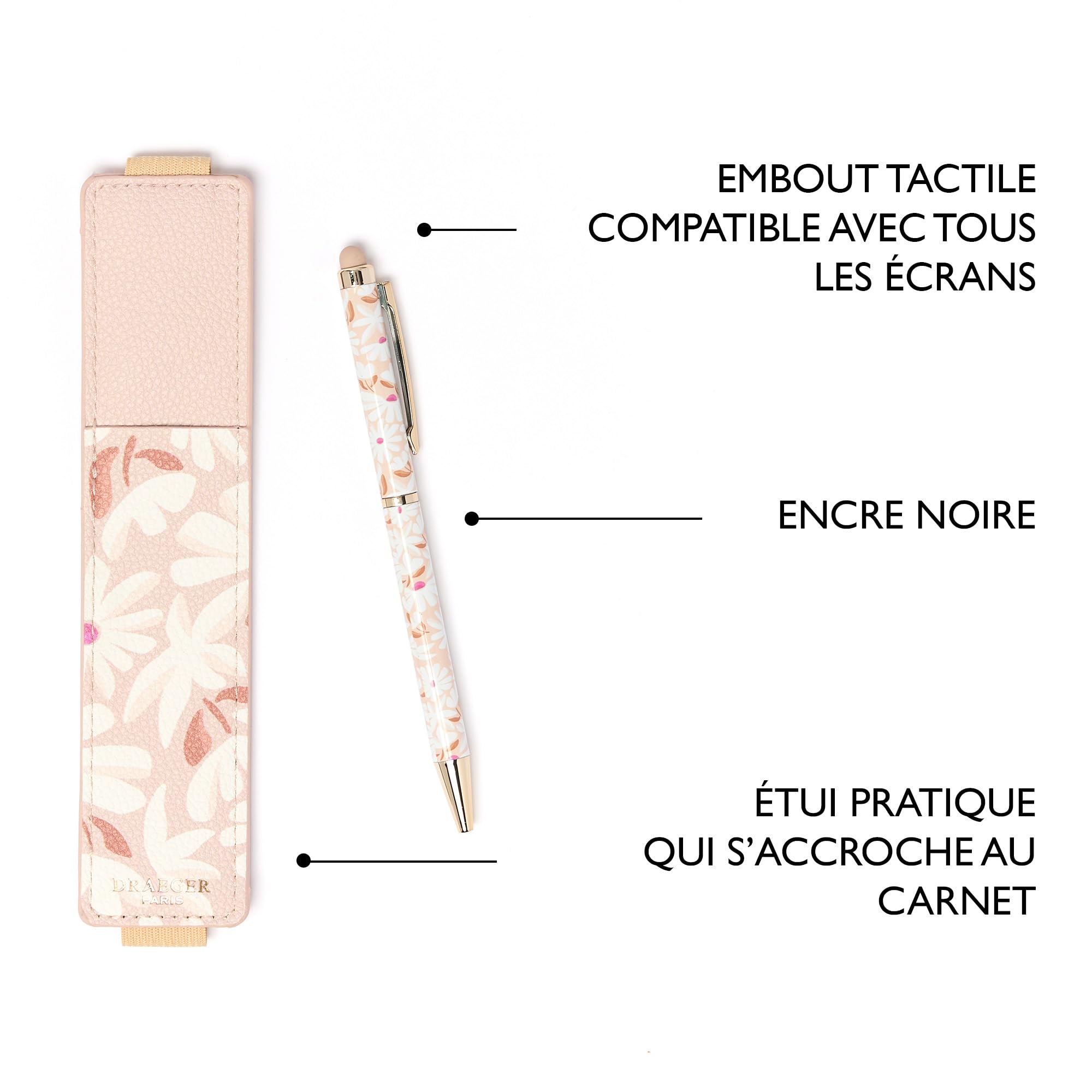 DRAEGER Paris 1886 Coffret Stylo Tactile & Étui – Stylo à Embout Tactile pour écrans + étui pour 2 stylos en matière recyclée