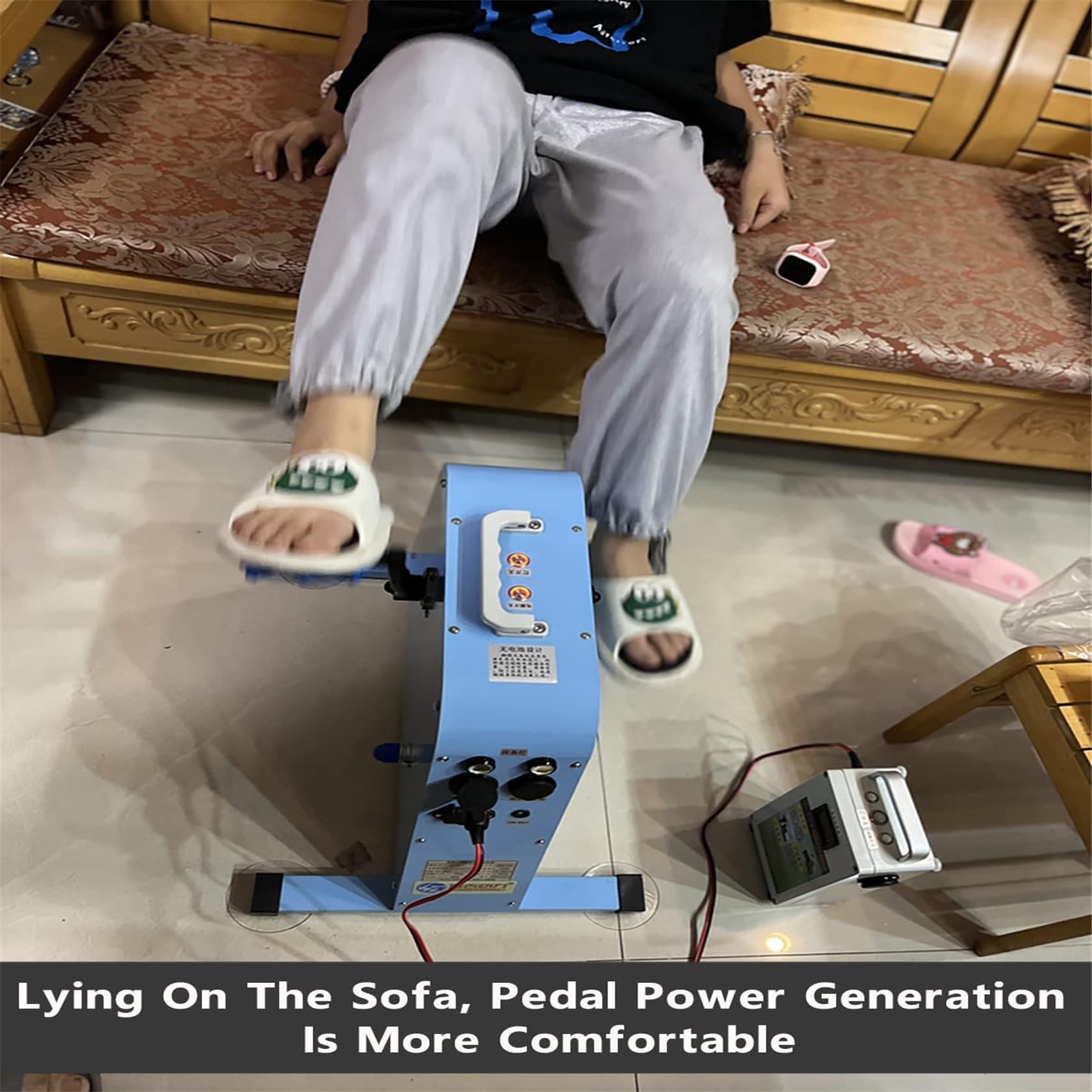Generador de pedal, generador de energía de manivela con salida USB/12V/48V/220V, luz súper brillante y función de visualización de pantalla