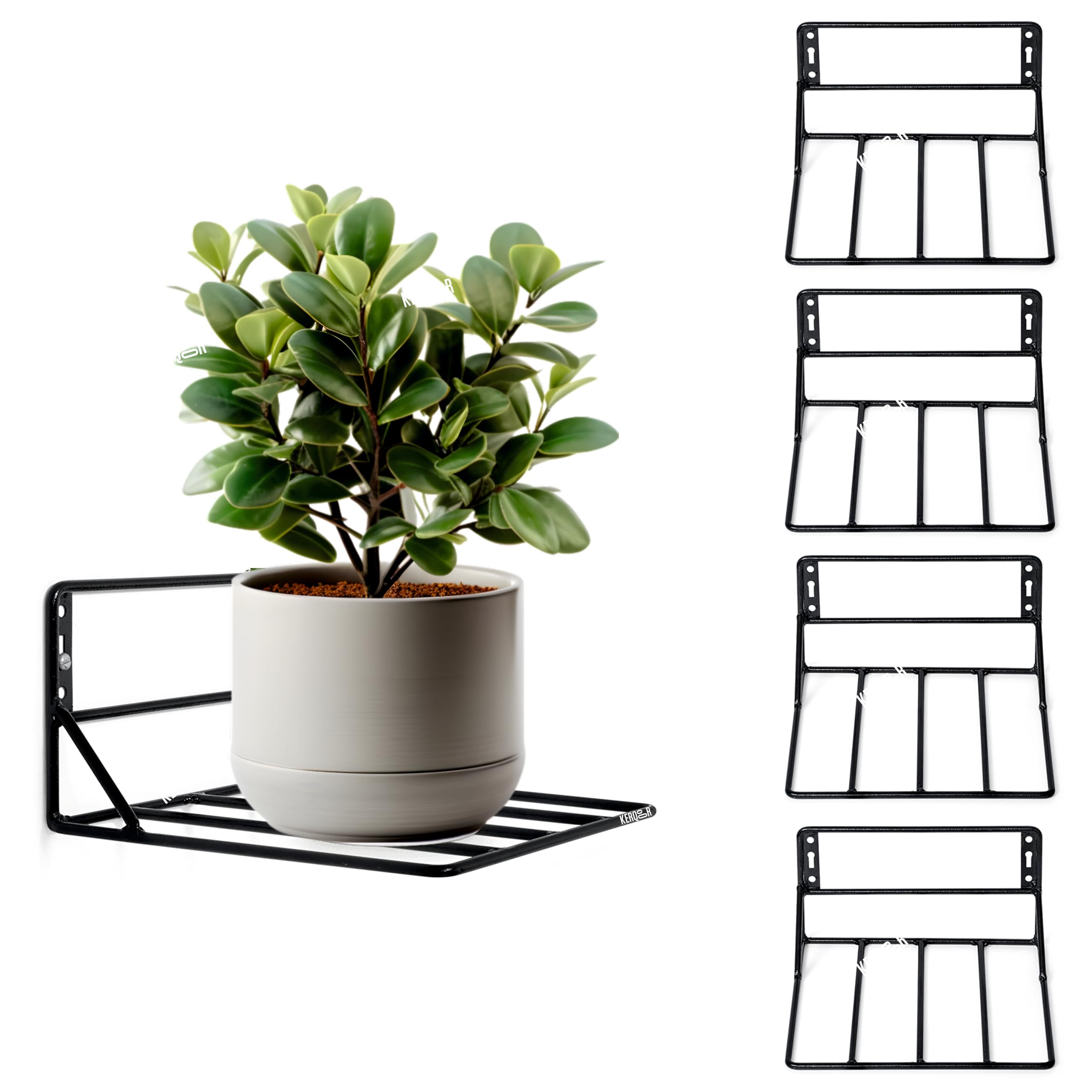 Wall Plant Stands Indoor Outdoor Metal Pot Stand For Living Room Garden Decor Balcony Room Corner Planters (Pack of 4 -Black)-image-15