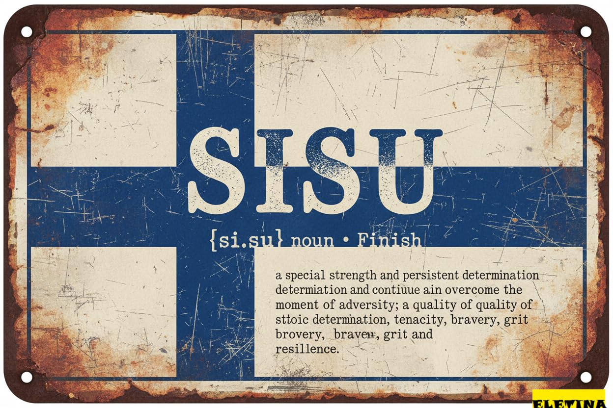 Vintage Metal Tin Sign Sisu Definition Print Nordic Print Sisu Art S Wall Decor Retro Art Funny Decorations Home Bar Cafe Farm Room Poster 8x12 Inch