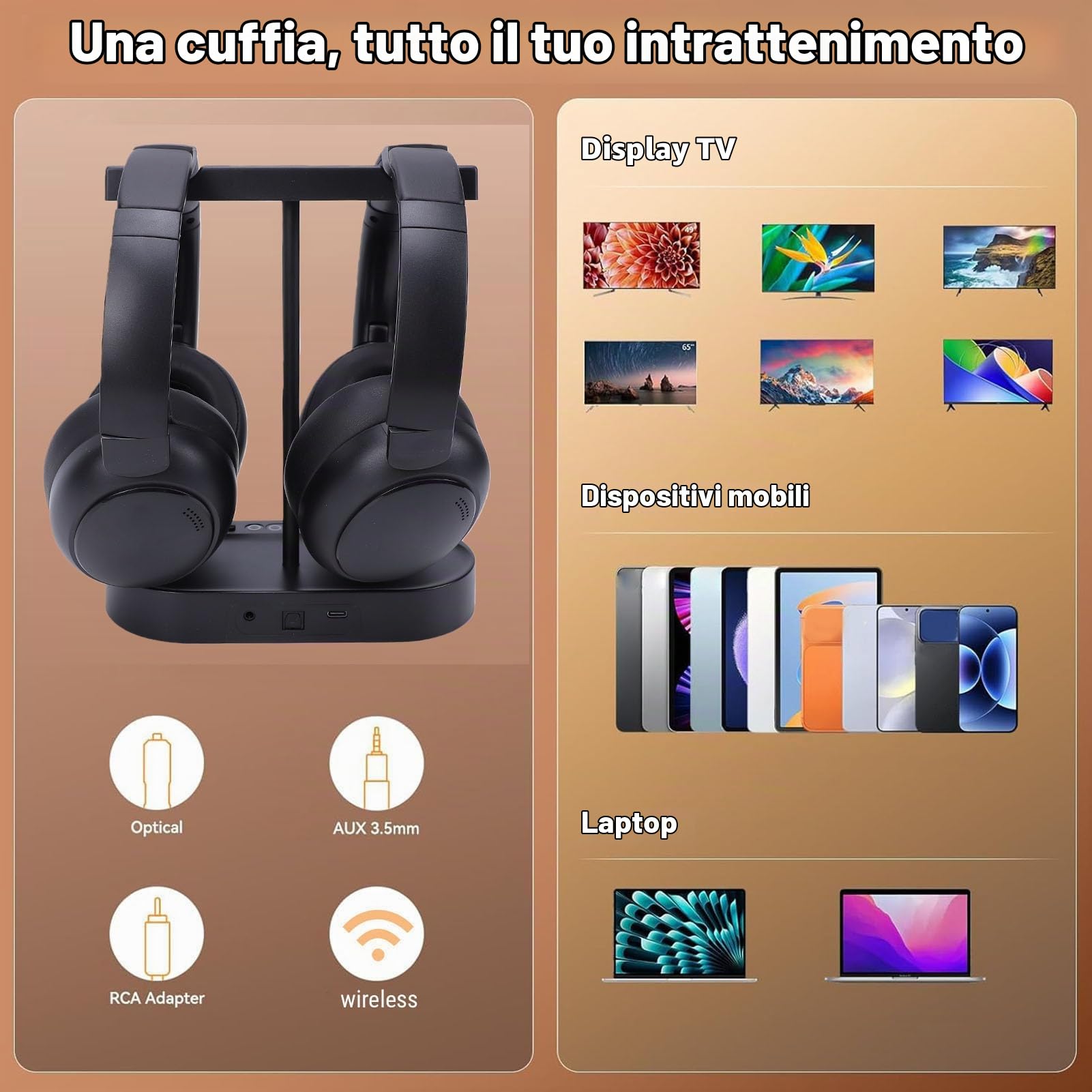 Goshyda Doppie Cuffie Wireless per Guardare la TV — immagine 2 di 14