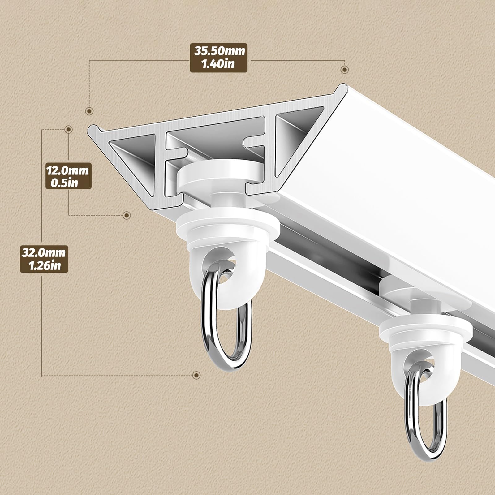 Rail de rideau ultra fin simple ou double pour chambre à coucher, salon, baie vitrée, douche (simple 130 cm) Design élégant Installation facile