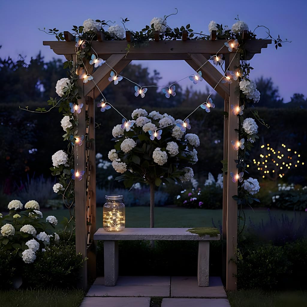 Butterfly String Lights 20LED 10FT, Battery Operated Fairy Lights for Bedroom, Wedding, Garden & Party Decor, Warm White