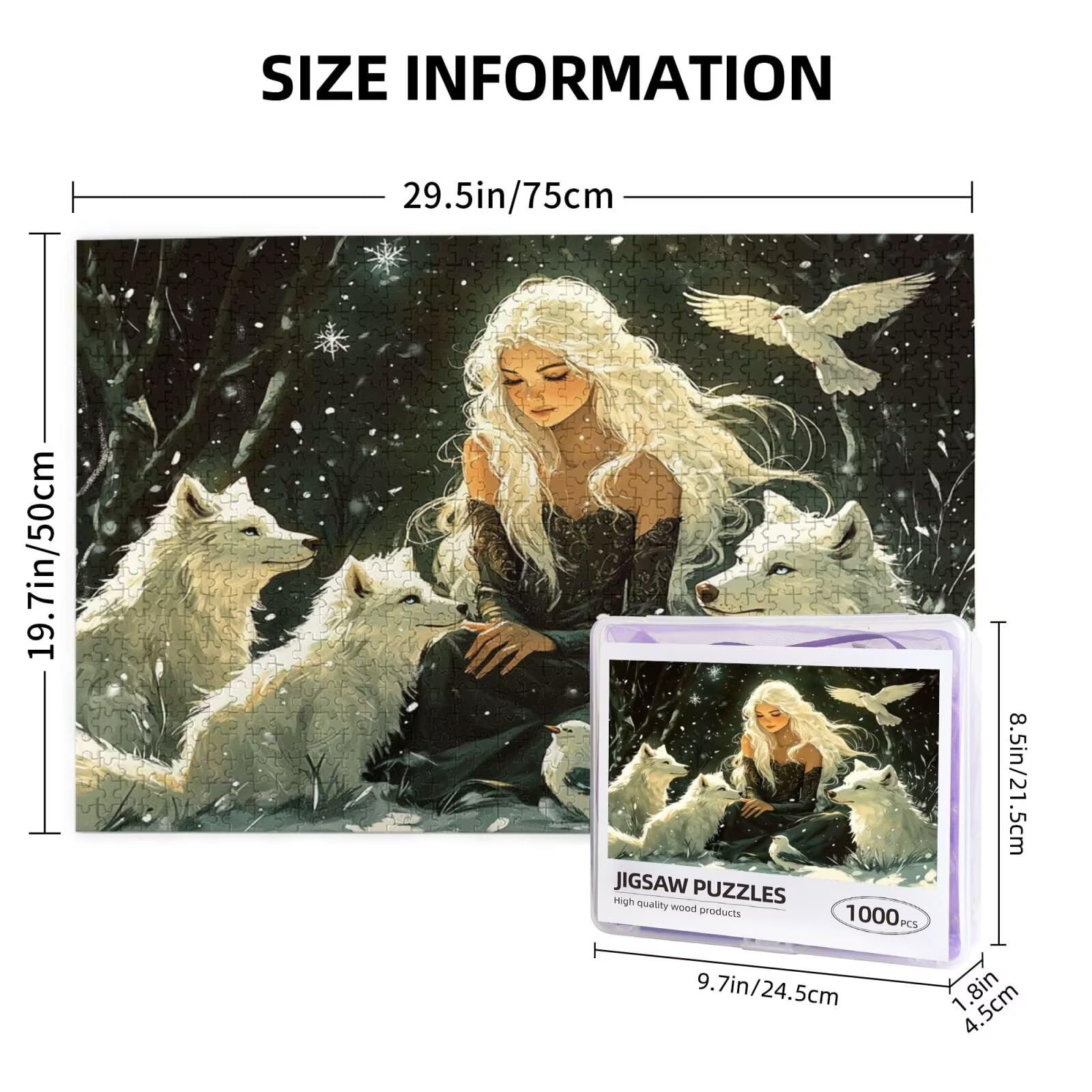 Frau Puzzle 2000 Teile Erwachsene Puzzle Tier Design für Erwachsene und Beginner, HD Farbe HolzPuzzle mit Geschenkbox Verpackung for Zimmer Deko Wohnzimmer, Geschenke für Frauen 70x100cm -z1421