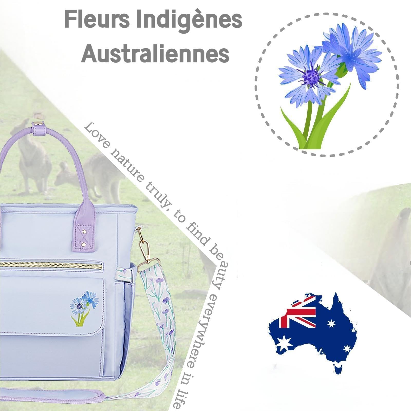 Hihealer Sac Repas Isotherme Femme avec Motif Floral Unique - Grand Sac Étanche à Plusieurs Poches avec Bandoulière Amovible pour Travail/Pique-Nique/Cadeau Femme