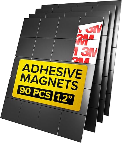 Miniatura 21 de Imanes hiperadhesivos con parte trasera adhesiva, 110 piezas de 0.8 x 0.08 pulgadas cuadrados magnéticos fuertes para pizarra blanca, imanes de 110