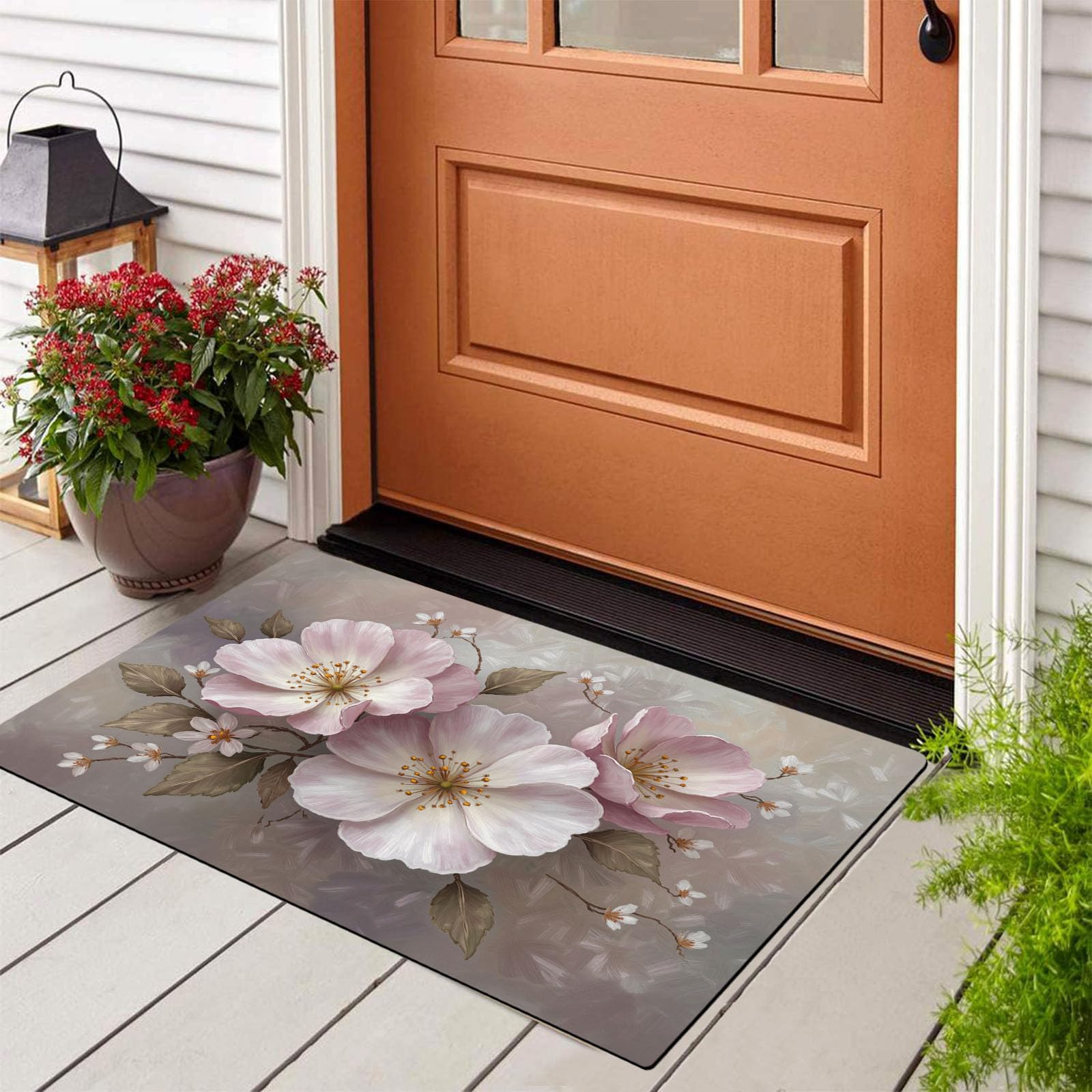 Paillasson Entree Interieur et Exterieur 80x120cm - Paillasson Fleurs De Rêve Classiques antidérapant - Tapis en flanelle résistant et Absorbant la saleté - Tapis Lavable en Machine - Aquarelle Lotus