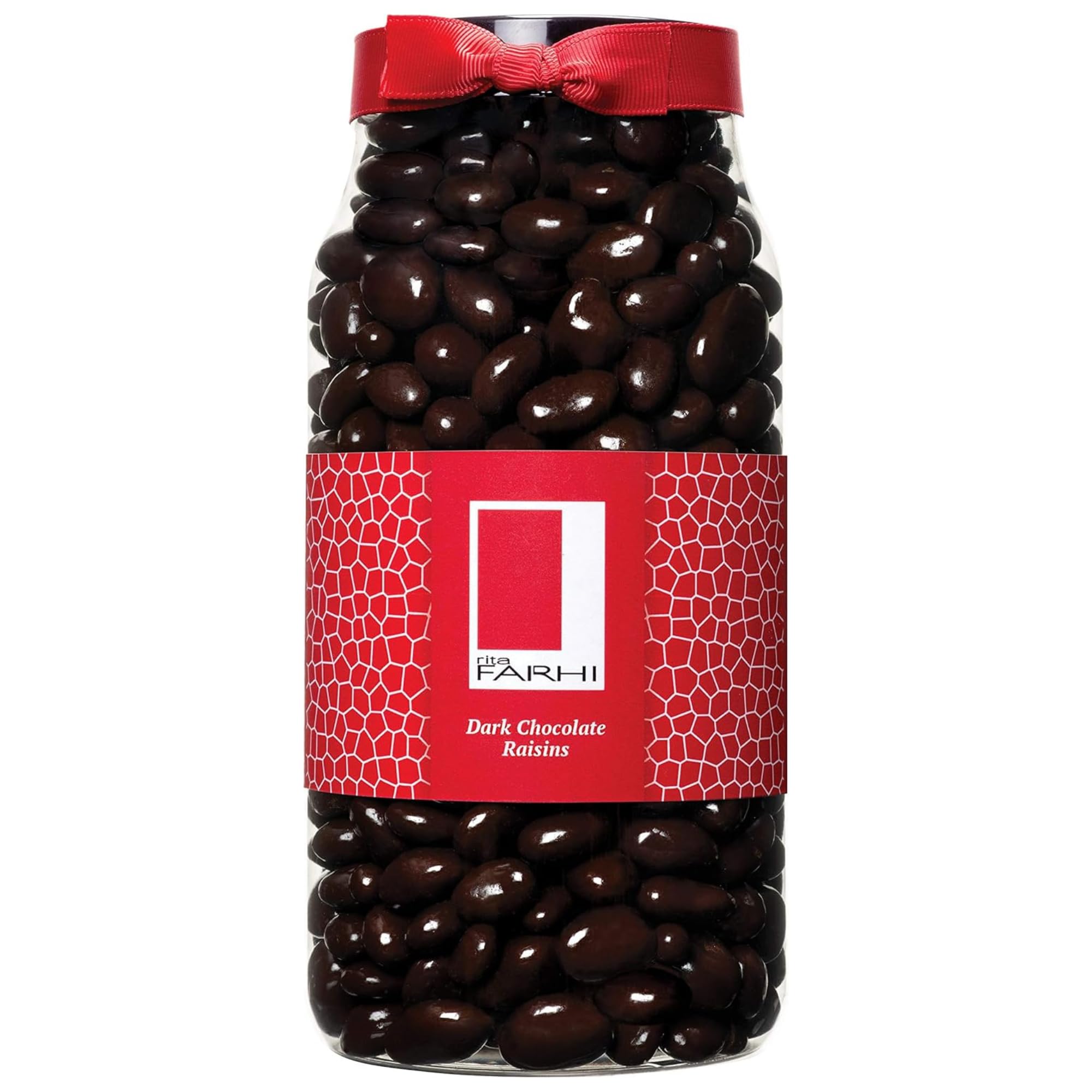 Rita Farhi Dark Chocolate Raisins Luxury Gift Jar 870g – Juicy Raisins Coated in Smooth Belgian Dark Chocolate, Vegetarian & Palm Oil Free - Gift for Birthdays & Celebrations