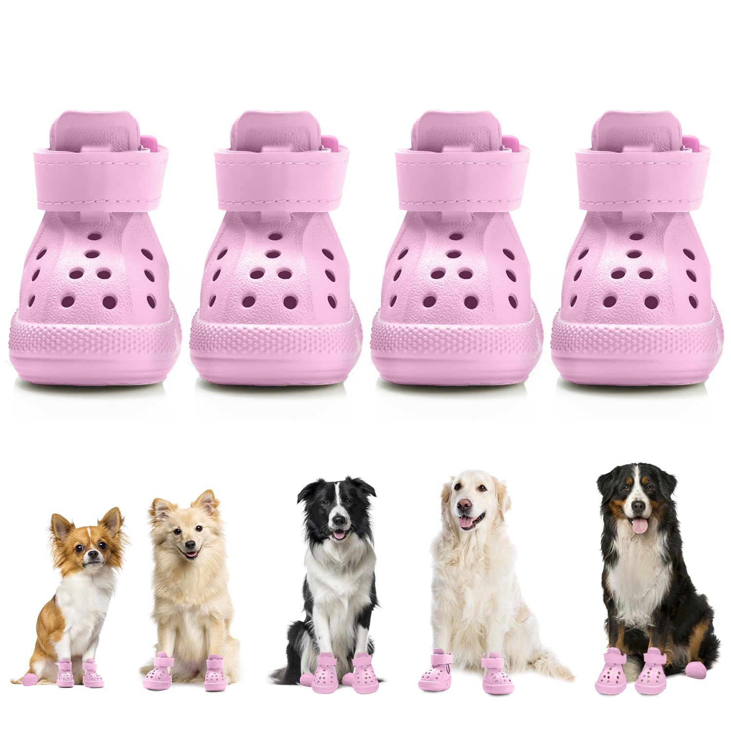 Nasjac Dog Shoes for Hot Pavement - Breathable Dog Sandals with Non Slip Soles & Reflective Straps, Easy ON & Off, Easy-Clean Summer Outdoor Pet Boots