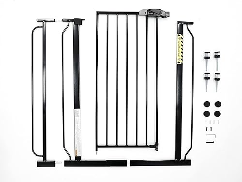 Vista 27 de Regalo Easy Step - Puerta extra alta para bebé, incluye kit de extensión de 4 pulgadas, 1 paquete de montaje a presión y kit de montaje en pared